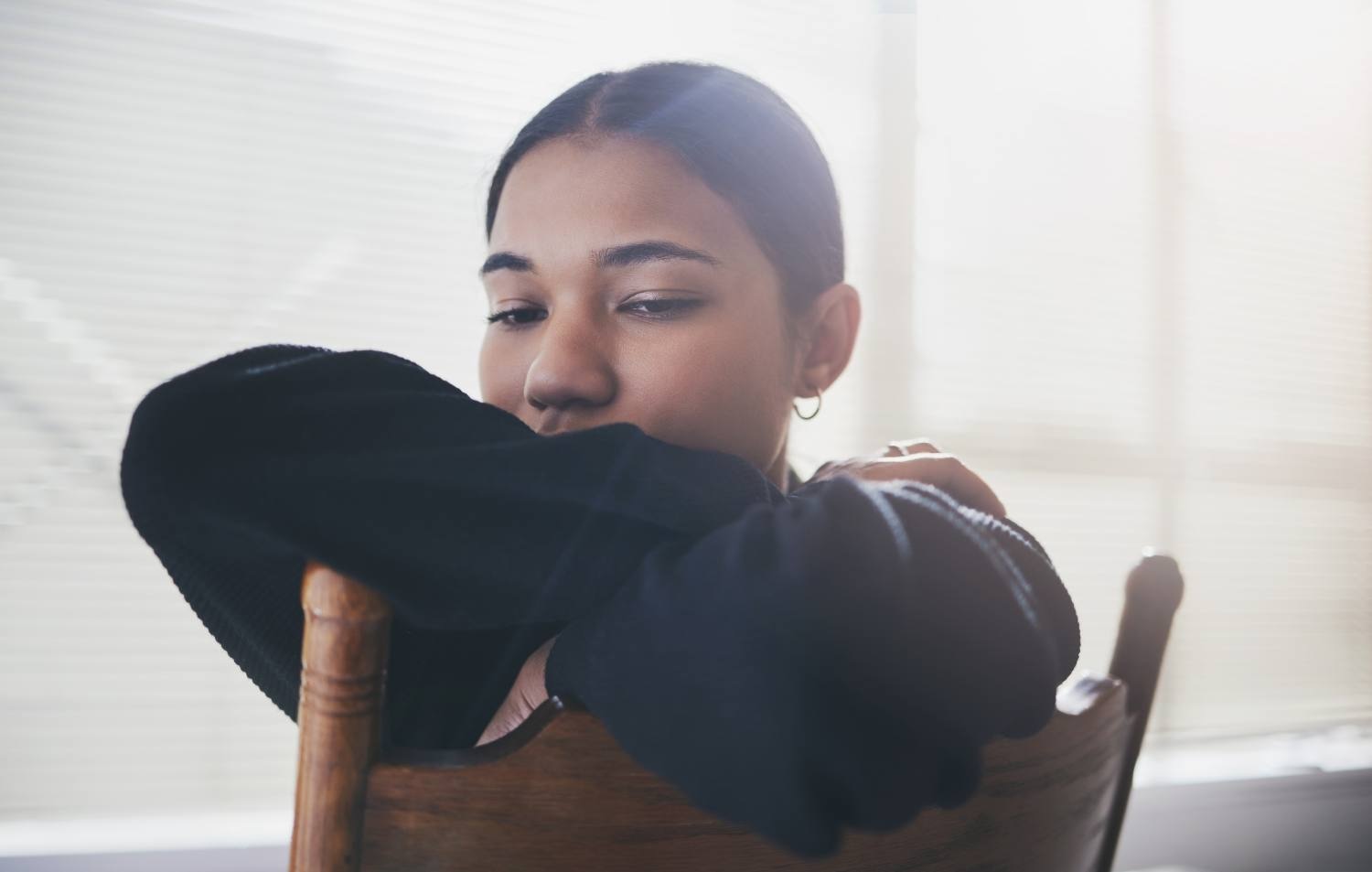 Depression woman, mental health and anxiety thinking about suicide, life stress and trauma crisis