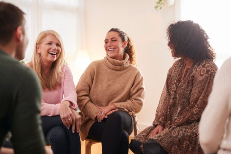 People Attending Support Group Meeting For Mental Health Or Dependency Issues
