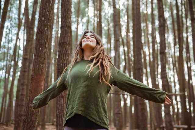 Woman in a forest. Meditation Woman in a forest. Meditation
